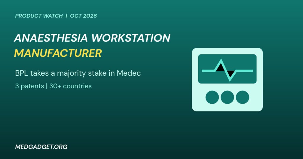 Graphic: anaesthesia workstation manufacturer story with a workstation monitor and gas dials