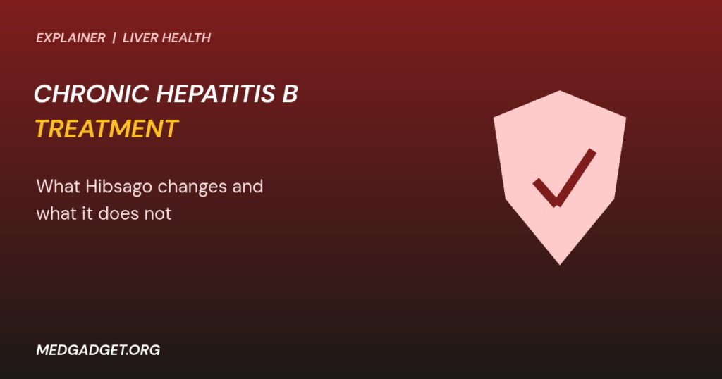 Graphic: chronic hepatitis B treatment shown as a shield with a check mark