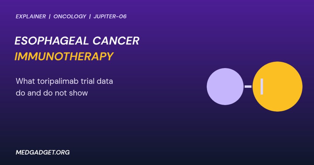 Graphic: esophageal cancer immunotherapy shown as an immune cell and a tumour cell