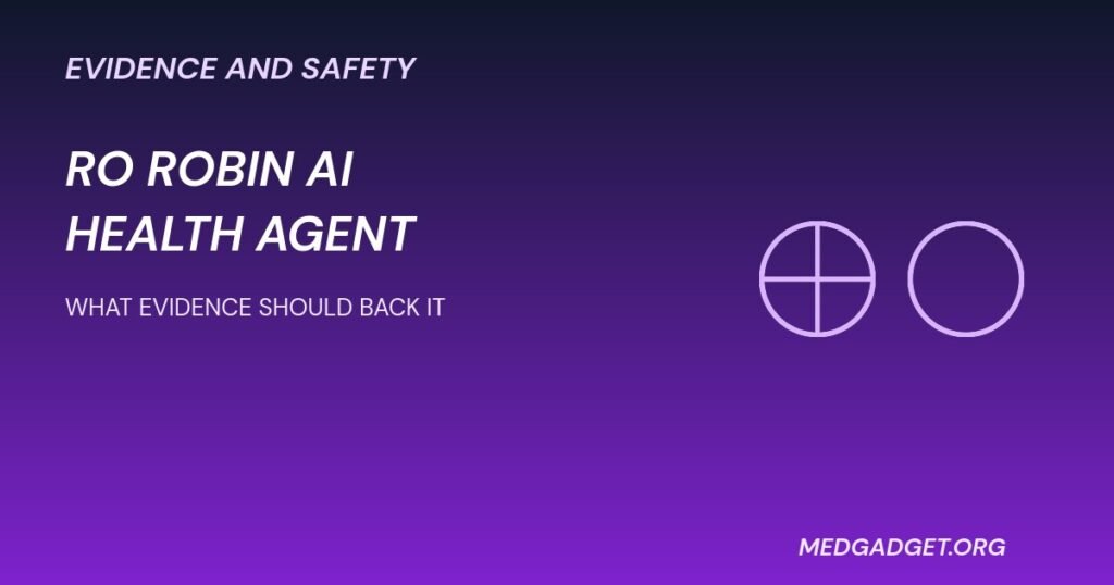 Ro Robin AI health agent graphic about evidence and safeguards